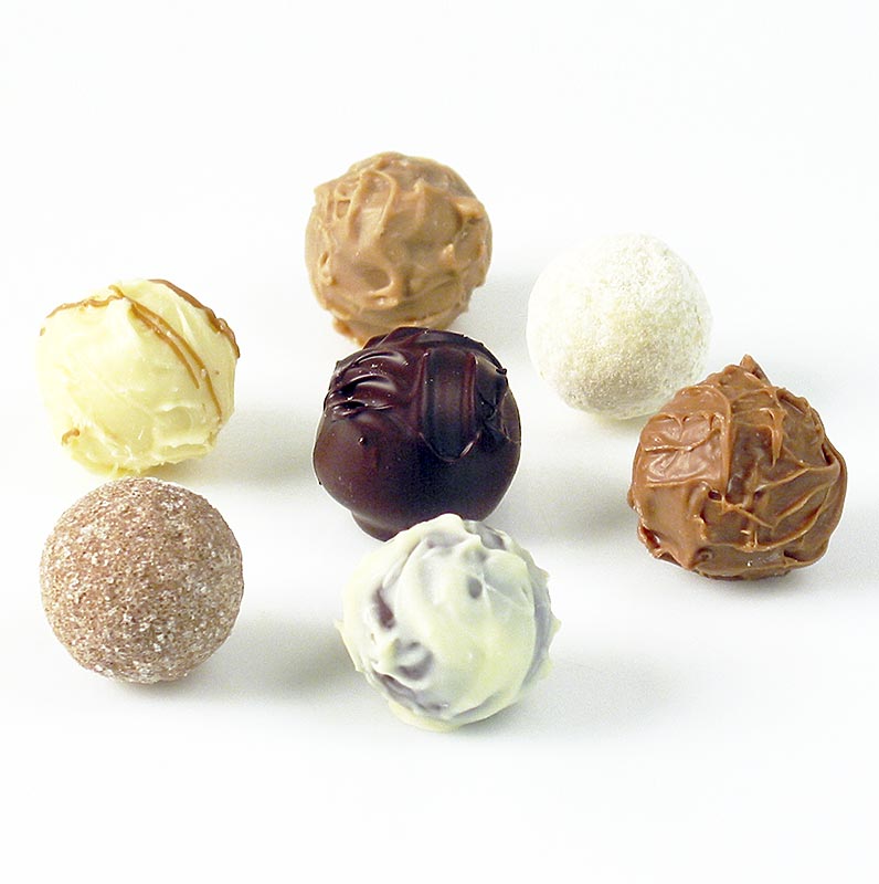 Trüffelpralinen - Mischung, 7 Sorten, Dreimeister - 1 kg, ca.77 St - Karton Trüffelpralinen - Mischung, 7 Sorten, Dreimeister - 1 kg, ca.77 St - Karton