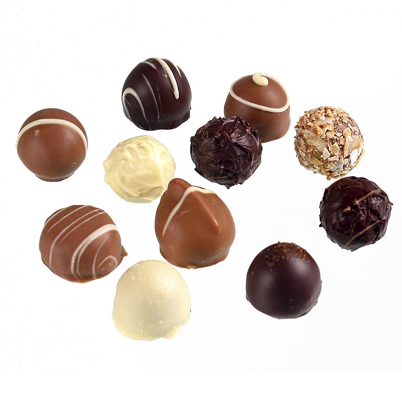 Pralinen- / Trüffel-Mischung, in 11 Sorten, Dreimeister - 1 kg - Karton Pralinen- / Trüffel-Mischung, in 11 Sorten, Dreimeister - 1 kg - Karton