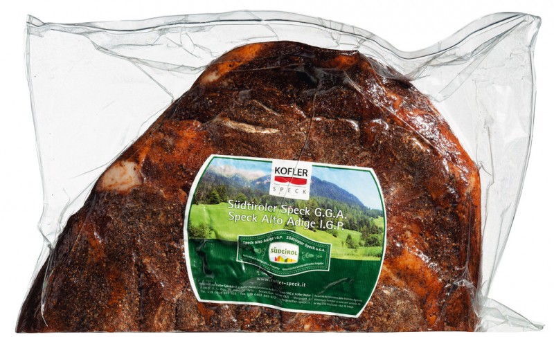 Bacon do sul do Tirol GGA, bacon alto adige IGP, Kofler - aproximadamente 2,3 kg - Pedaco