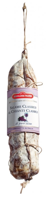 Salame al Chianti Classico, salame com Chianti Classico, Falorni - aproximadamente 350g - Pedaco Salame al Chianti Classico, salame com Chianti Classico, Falorni - aproximadamente 350g - Pedaco