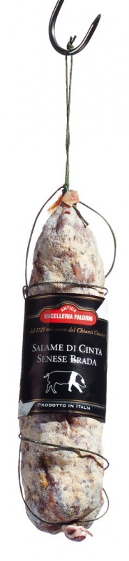 Salame di cinta senese, salame de porco de sela, Falorni - aproximadamente 350g - Pedaco