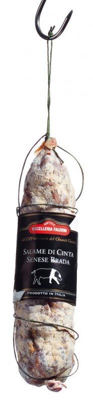 Salame di cinta senese, salami de cerdo, Falorni - aproximadamente 350 gramos - Pedazo