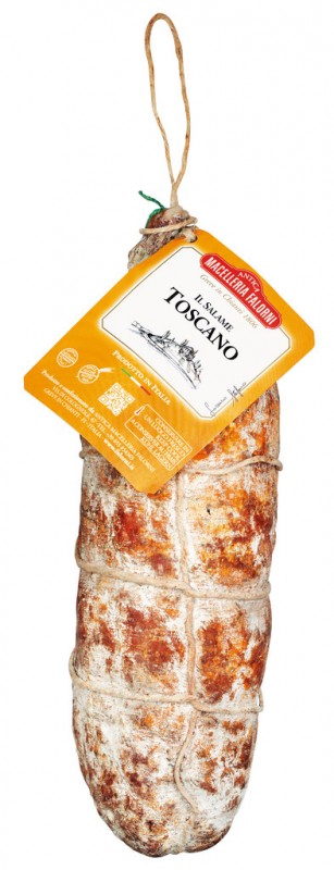 Salame toscano puro suino, salame toscano aromatizado com pimenta, Falorni - aproximadamente 800g - Pedaco Salame toscano puro suino, salame toscano aromatizado com pimenta, Falorni - aproximadamente 800g - Pedaco