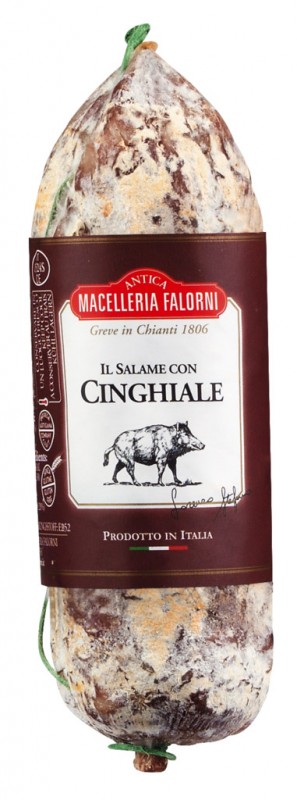 Salame con cinghiale, salami con carne de jabali, Falorni - aproximadamente 150 gramos - Pedazo