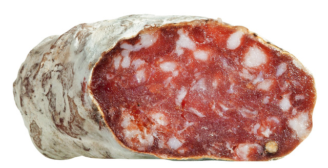 Salame al Barolo, piccolo, salami dengan Barolo, Cascina Stella - lebih kurang 200 g - sekeping Salame al Barolo, piccolo, salami dengan Barolo, Cascina Stella - lebih kurang 200 g - sekeping