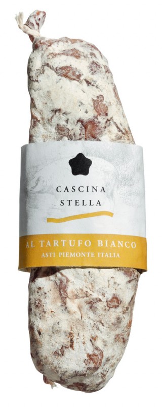 Salame crudo al tartufo, piccolo, salame com aroma de trufas, Cascina Stella - aproximadamente 170g - Pedaco