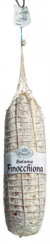 Salame Finocchiona, salame de frios com erva-doce, bonfatti - aproximadamente 3kg - Pedaco