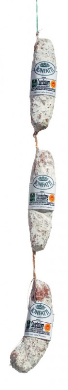 DOP Salame de Porco Cacciatore, Salame Cacciatore DOP, Bonfatti - 3 x aproximadamente 200 g - Pedaco