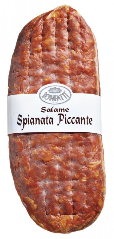 Salame Spianata Piccante, salami de cerdo picante, bonfatti - aproximadamente 2 kg - Pedazo