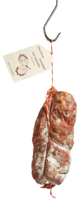 Saucisson pur porc aux noisettes, salame com avelas, pelizzari - aproximadamente 400g - Pedaco