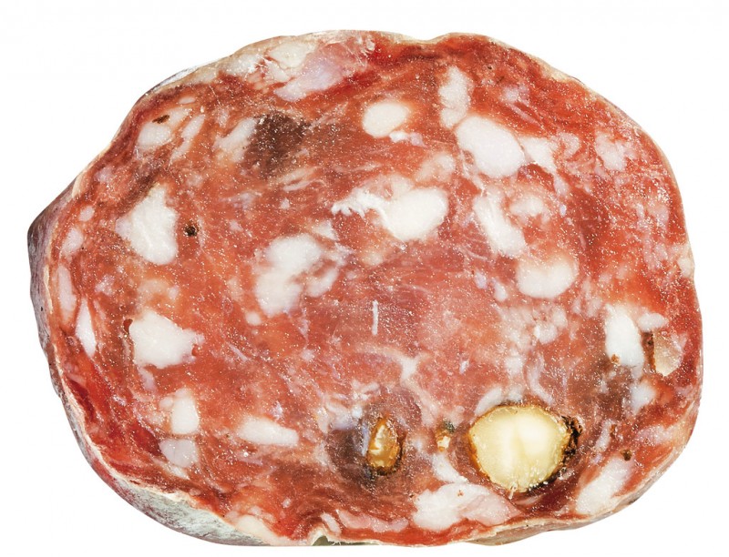 Saucisson pur porc aux noisettes, salame com avelas, pelizzari - aproximadamente 400g - Pedaco
