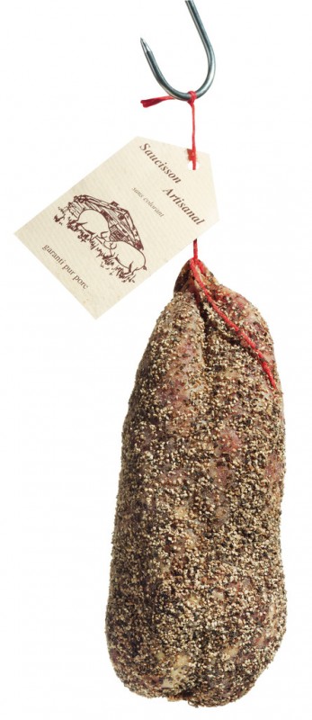 Saucisson pur porc au poivre, salame com pimenta, Pelizzari - aproximadamente 400g - Pedaco