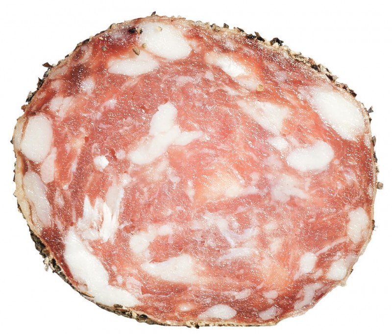 Saucisson pur porc au poivre, salami dengan lada, Pelizzari - lebih kurang 400 g - sekeping