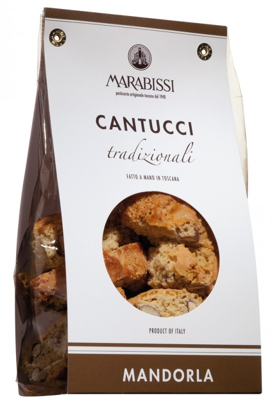 Cantucci tradizionali, biscoitos de amendoa toscanos, Pasticceria Marabissi - 200g - bolsa