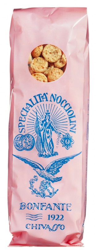 Liten hasselnotsamaretti fran Chivasso, Nocciolini di Chivasso, pase, Bonfante - 100 g - packa