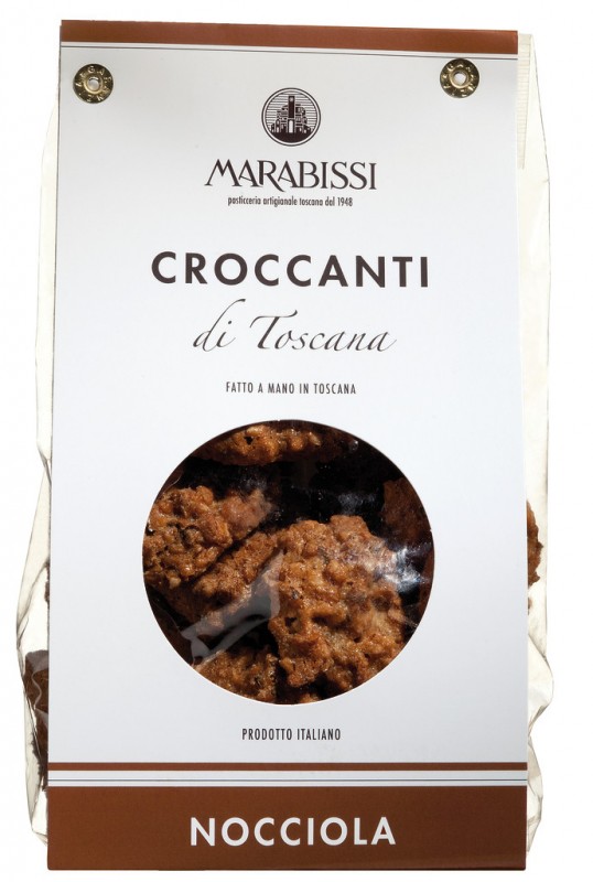 Croccanti alla nocciola, biscotti toscani alle noci, Pasticceria Marabissi - 200 g - borsa