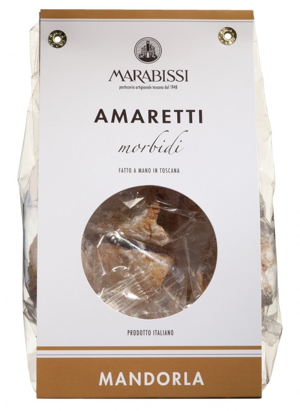 Amaretti classici, morbidi, klassiset mantelimakaroonit, Pasticceria Marabissi - 180 g - laukku