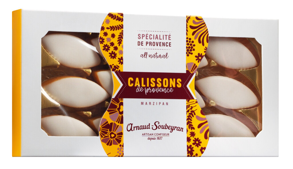 Calissons de Provence, amendoa - melao - confeitaria, caixa de presente, Arnaud Soubeyran - 140g - pacote