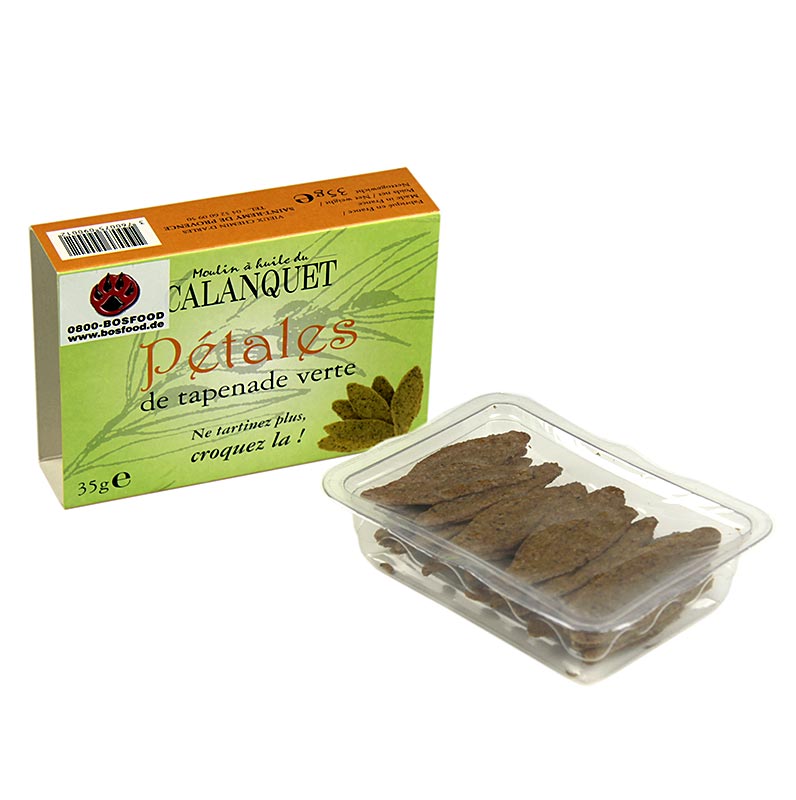 Oliven-Tapenadenblätter, grün, getrocknet, ca. 40-45 Blätter, pikanter Snack - 35 g - Schachtel Oliven-Tapenadenblätter, grün, getrocknet, ca. 40-45 Blätter, pikanter Snack - 35 g - Schachtel