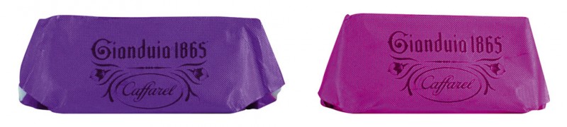 Gianduiotti classici colorati, sfusi, pralines de nougat de avela embalados de forma colorida, soltos, Caffarel - 1.000g - bolsa