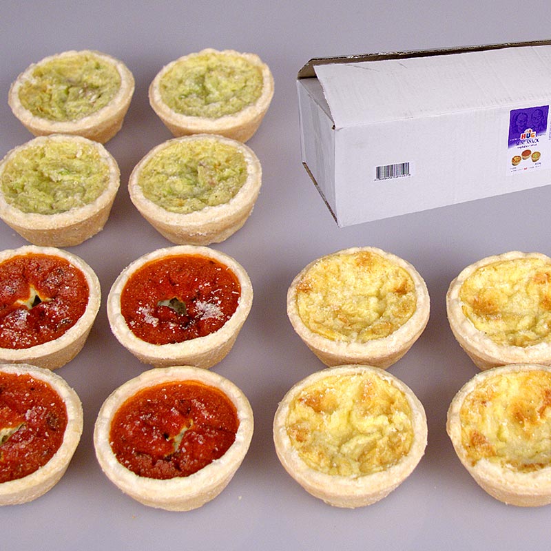 Mini Quiches, 3-fach sortiert - 3,12 kg, 192 Stück - Karton