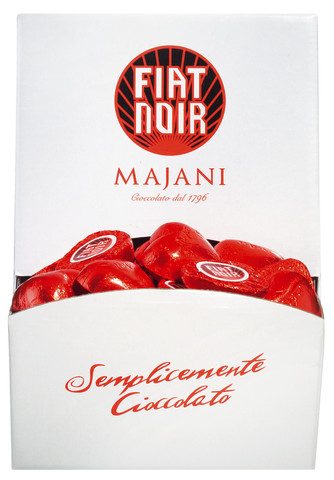 Roede hjerter - moerk sjokolade med kremfyll, Fiat Cuori rossi, Majani - 2 x 500 g - vise