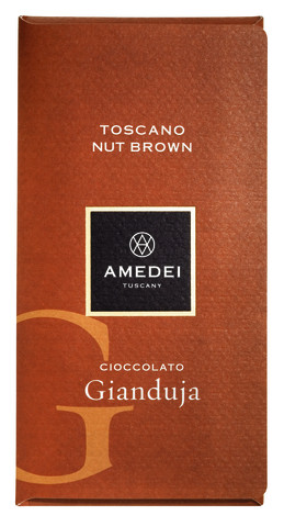 Le Tavolette, Toscano Nut Brown, Gianduia, barras, chocolate Gianduia, Amedei - 50g - quadro-negro