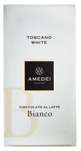 Le Tavolette, Toscano White, barer, vit choklad, Amedei - 50 g - svarta tavlan