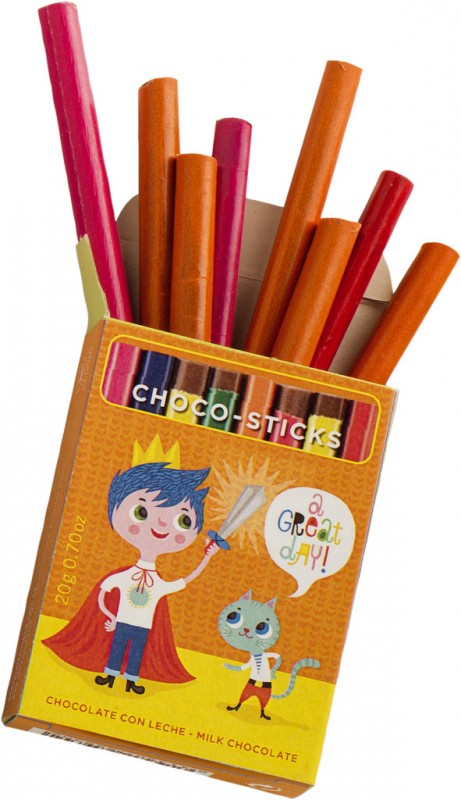 Lapices Colores, espositore, matite colorate cioccolato al latte, espositore, Simon Coll - 45 x 20 g - Schermo