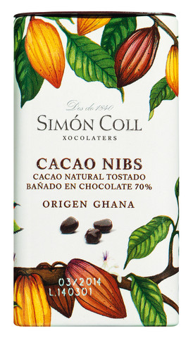 Kakaonibs, display, kakaoboennestykker, display, Simon Coll - 24 x 30 g - vise