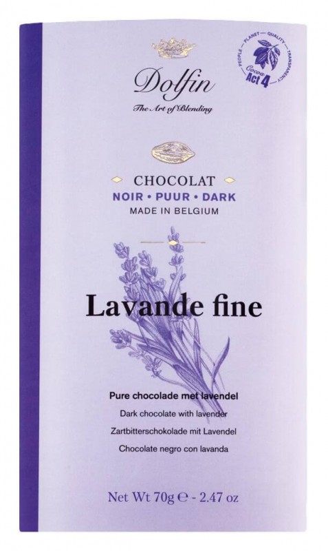 Tablet, noir a la lavande fine de Haute-Provence, barra de chocolate, escuro com lavanda, Dolfin - 70g - quadro-negro Tablet, noir a la lavande fine de Haute-Provence, barra de chocolate, escuro com lavanda, Dolfin - 70g - quadro-negro