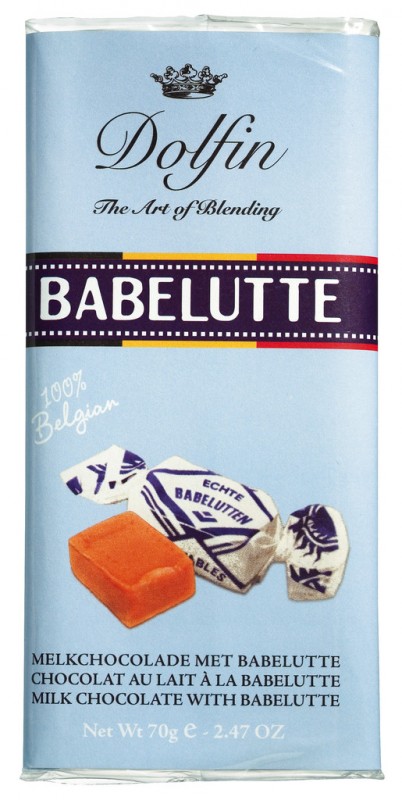 Tablett, lait a la babelutte, mjolkchoklad med Babelutte, Dolfin - 70 g - svarta tavlan