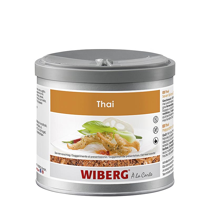 Wiberg Thai - Seven Spices, preparatore di spezie, per piatti in padella e wok - 300 grammi - Scatola degli aromi