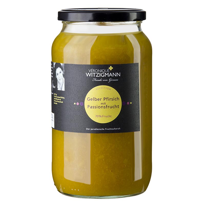 Gelber Pfirsich mit Passionsfrucht - Fruchtaufstrich Veronique Witzigmann - 1 kg - Glas