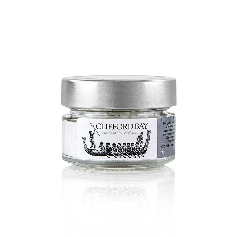 Clifford Bay, havssaltflingor, Nya Zeeland - 50 g - Glas Clifford Bay, havssaltflingor, Nya Zeeland - 50 g - Glas