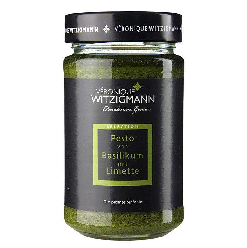 Pesto von Basilikum mit Limette, kaltgerührt Veronique Witzigmann - 225 ml - Glas Pesto von Basilikum mit Limette, kaltgerührt Veronique Witzigmann - 225 ml - Glas