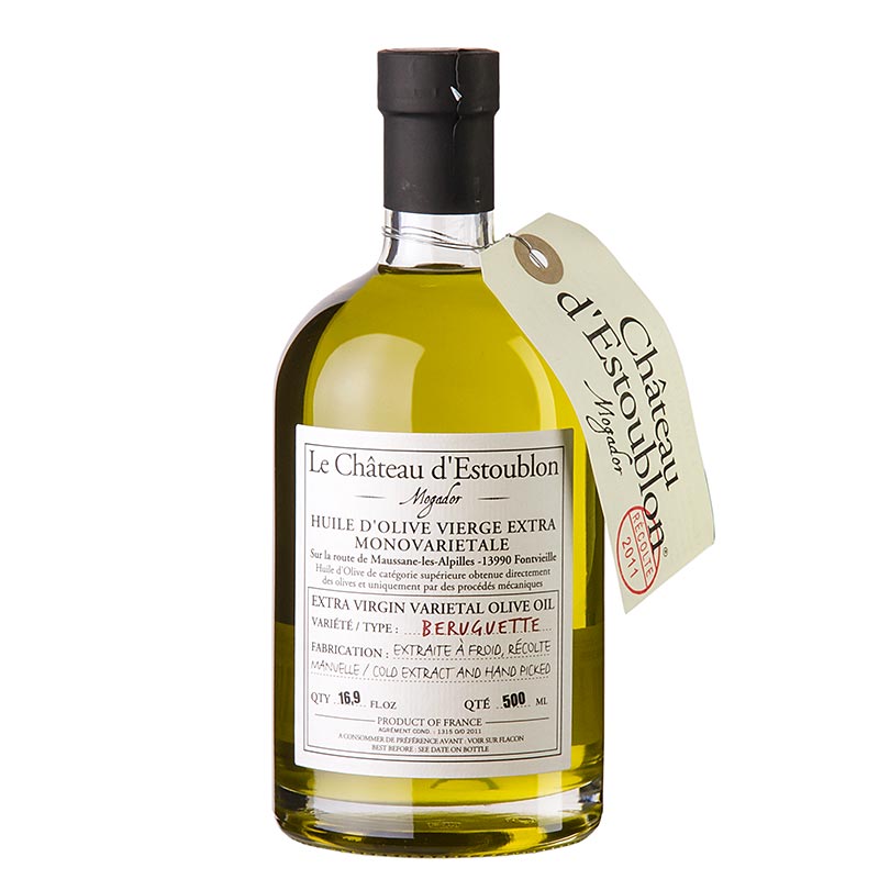 Aceite de oliva virgen extra, procedente de aceitunas Beruguette, Chateau d`Estoublon - 500ml - Botella