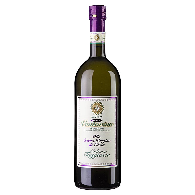 Aceite de oliva virgen extra, Venturino, 100% aceitunas Taggiasca - 1 litro - Botella