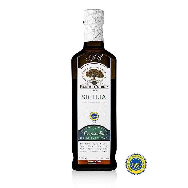 Olio extravergine di oliva Frantoi Cutrera IGP / IGP, 100% Cerasuola - 500ml - Bottiglia