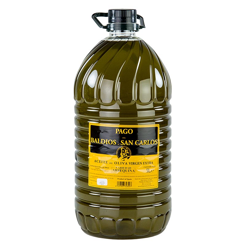Aceite de oliva virgen extra, Pago Baldios San Carlos, 100% Arbequina - 5 litros - botella de polietileno
