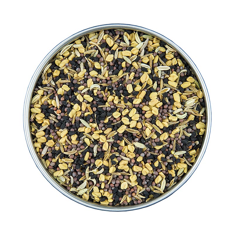 Panch Phoron, indisk krydderblanding for groennsaker / kjoett / fisk, Old Spice Office, Ingo Holland - 90 g - kan Panch Phoron, indisk krydderblanding for groennsaker / kjoett / fisk, Old Spice Office, Ingo Holland - 90 g - kan
