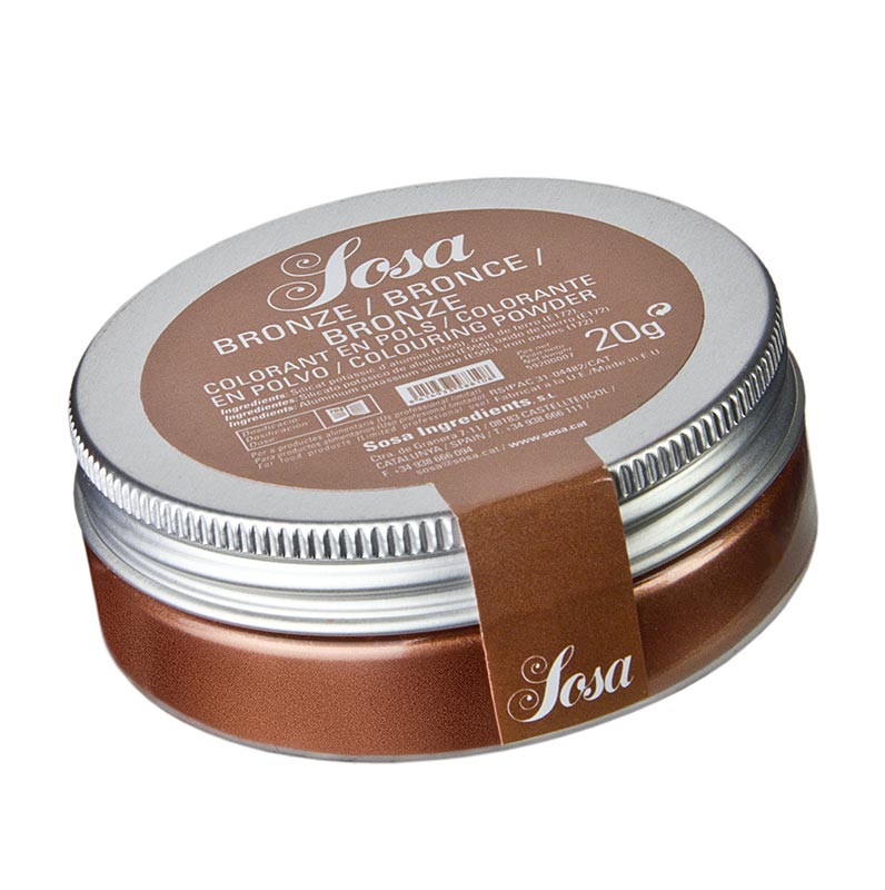 Lebensmittelfarbe, bronze, wasserlösliches Puder, Sosa - 20 g - Pe-dose Lebensmittelfarbe, bronze, wasserlösliches Puder, Sosa - 20 g - Pe-dose