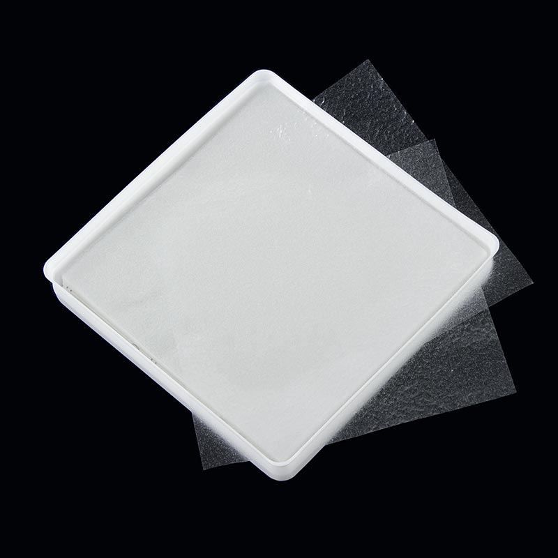 Obulato - Oblaten aus Kartoffelstärke, transparent, quadratisch, 9x9cm - 200 Stück - Pe-dose
