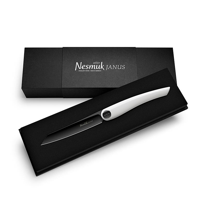 Nesmuk Janus fallkniv (mapp), 202mm (115mm stangd), vit pianolack - 1 del - lada