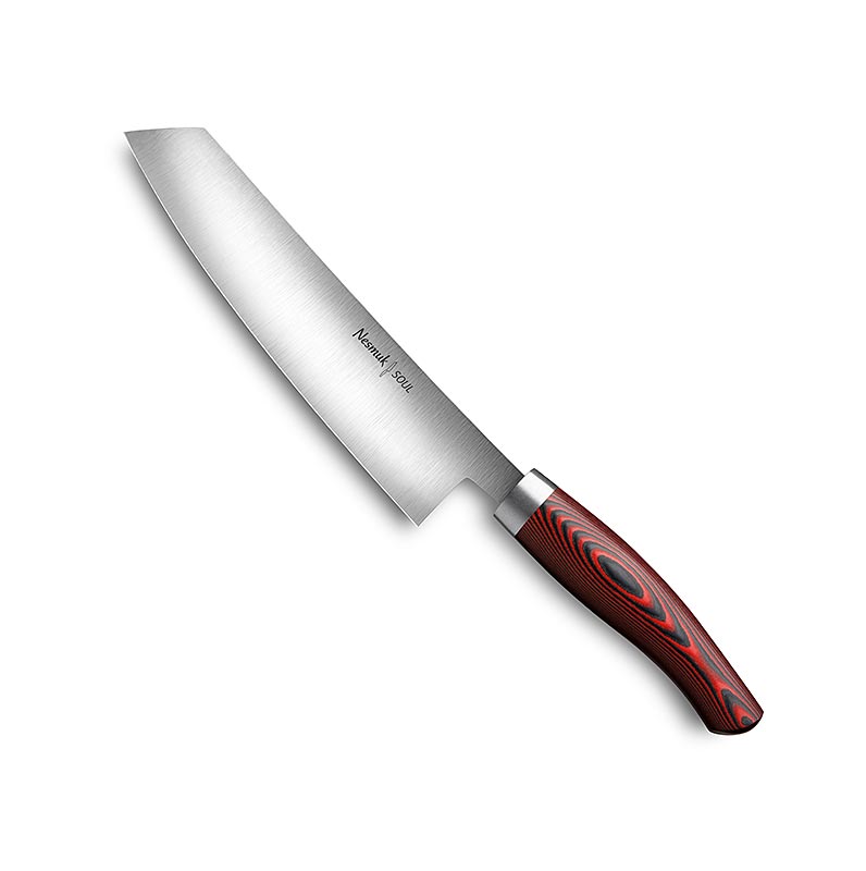 Cuchillo cocinero Nesmuk Soul 3.0, 180mm, virola de acero inoxidable, mango de Micarta roja - 1 pieza - caja