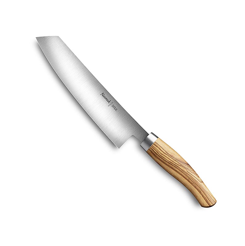 Coltello da chef Nesmuk Soul 3.0, 180mm, ghiera in acciaio inox, manico in legno d`ulivo - 1 pezzo - scatola