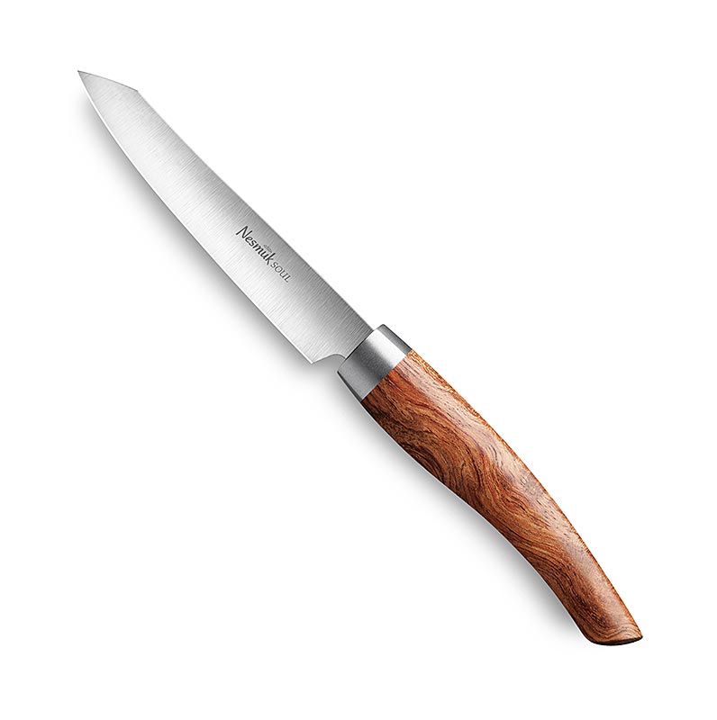 Cuchillo de oficina / pelador Nesmuk Soul 3.0, 90 mm, virola de acero inoxidable, mango de palisandro africano - 1 pieza - caja