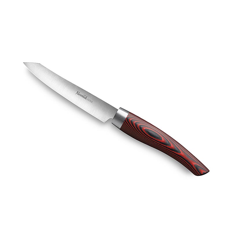 Coltello da ufficio / spelucchino Nesmuk Soul 3.0, 90mm, ghiera in acciaio inossidabile, manico rosso Mircarta - 1 pezzo - scatola