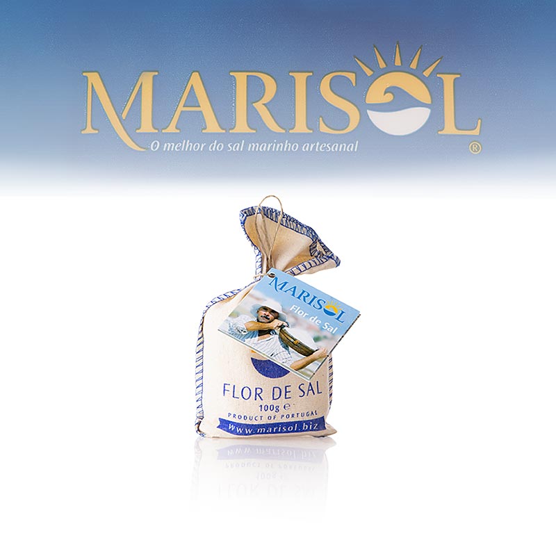 Marisol® Flor de Sal - Il fiore di sale, in un sacchetto di stoffa, CERTIPLANET, ORGANIC - 100 grammi - Borsa di stoffa