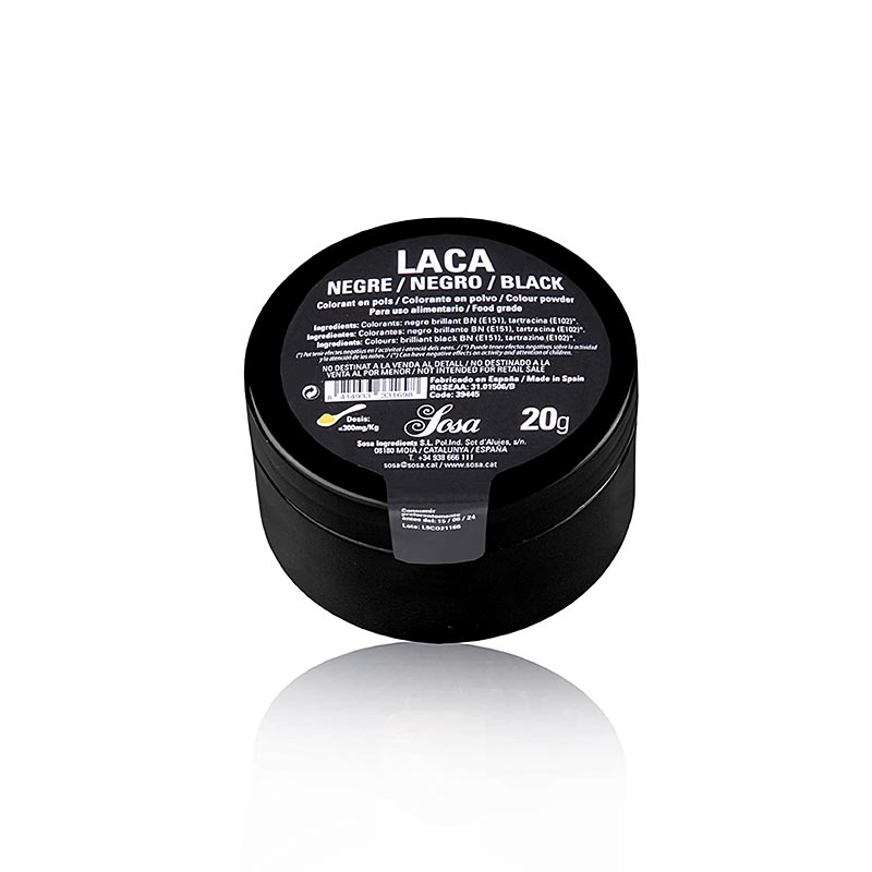 Sosa matfarg svart, pulver, fettloslig (39445) - 20 g - Pe kan Sosa matfarg svart, pulver, fettloslig (39445) - 20 g - Pe kan